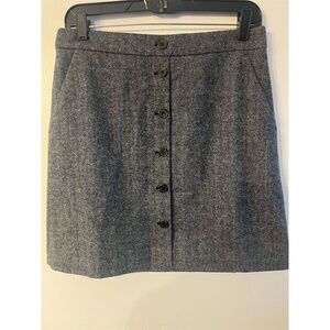 J.Crew Women's Gray Herringbone Faux Button A-Line Skirt‎ Size 6
